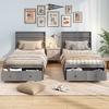 image:imageGiantex Twin Bed Frames for Kids with Storage Drawers Wood Platform Bed with Headboard Solid Mattress Foundation wWooden Slat Support amp Enclosed Base No Box Spring Needed White TwinGrey