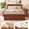 image:imageGiantex Twin Bed Frames for Kids with Storage Drawers Wood Platform Bed with Headboard Solid Mattress Foundation wWooden Slat Support amp Enclosed Base No Box Spring Needed White TwinWalnut