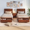 image:imageGiantex Twin Bed Frames for Kids with Storage Drawers Wood Platform Bed with Headboard Solid Mattress Foundation wWooden Slat Support amp Enclosed Base No Box Spring Needed White TwinWalnut