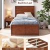 image:imageGiantex Twin Bed Frames for Kids with Storage Drawers Wood Platform Bed with Headboard Solid Mattress Foundation wWooden Slat Support amp Enclosed Base No Box Spring Needed White TwinWalnut