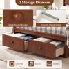 image:imageGiantex Twin Bed Frames for Kids with Storage Drawers Wood Platform Bed with Headboard Solid Mattress Foundation wWooden Slat Support amp Enclosed Base No Box Spring Needed White TwinWalnut