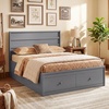 image:imageGiantex Twin Bed Frames for Kids with Storage Drawers Wood Platform Bed with Headboard Solid Mattress Foundation wWooden Slat Support amp Enclosed Base No Box Spring Needed White TwinGrey