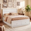 image:imageGiantex Twin Bed Frames for Kids with Storage Drawers Wood Platform Bed with Headboard Solid Mattress Foundation wWooden Slat Support amp Enclosed Base No Box Spring Needed White TwinWhite