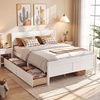 image:imageGiantex Twin Bed with 2 Storage Drawers Wood Platform Bed with Headboard amp Footboard Wooden Slats Support Mattress Foundation Twin Bed Frames for Kids Teens Adults No Box Spring Needed GreyWhite