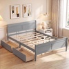 image:imageGiantex Twin Bed with 2 Storage Drawers Wood Platform Bed with Headboard amp Footboard Wooden Slats Support Mattress Foundation Twin Bed Frames for Kids Teens Adults No Box Spring Needed GreyGrey