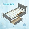 image:imageGiantex Twin Bed with 2 Storage Drawers Wood Platform Bed with Headboard amp Footboard Wooden Slats Support Mattress Foundation Twin Bed Frames for Kids Teens Adults No Box Spring Needed GreyGrey