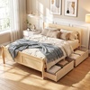 image:imageGiantex Twin Bed with 2 Storage Drawers Wood Platform Bed with Headboard amp Footboard Wooden Slats Support Mattress Foundation Twin Bed Frames for Kids Teens Adults No Box Spring Needed GreyNatural