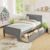 image:imageGiantex Twin Bed with 2 Storage Drawers Wood Platform Bed with Headboard amp Footboard Wooden Slats Support Mattress Foundation Twin Bed Frames for Kids Teens Adults No Box Spring Needed GreyGrey