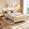 image:imageGiantex Twin Bed with 2 Storage Drawers Wood Platform Bed with Headboard amp Footboard Wooden Slats Support Mattress Foundation Twin Bed Frames for Kids Teens Adults No Box Spring Needed GreyNatural