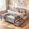 image:imageGiantex Twin Bed with 2 Storage Drawers Wood Platform Bed with Headboard amp Footboard Wooden Slats Support Mattress Foundation Twin Bed Frames for Kids Teens Adults No Box Spring Needed GreyGrey