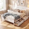 image:imageGiantex Twin Bed with 2 Storage Drawers Wood Platform Bed with Headboard amp Footboard Wooden Slats Support Mattress Foundation Twin Bed Frames for Kids Teens Adults No Box Spring Needed GreyWhite