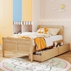 image:imageGiantex Twin Bed with 2 Storage Drawers Wood Platform Bed with Headboard amp Footboard Wooden Slats Support Mattress Foundation Twin Bed Frames for Kids Teens Adults No Box Spring Needed GreyNatural