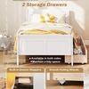 image:imageGiantex Twin Bed with 2 Storage Drawers Wood Platform Bed with Headboard amp Footboard Wooden Slats Support Mattress Foundation Twin Bed Frames for Kids Teens Adults No Box Spring Needed GreyWhite