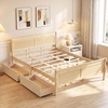 image:imageGiantex Twin Bed with 2 Storage Drawers Wood Platform Bed with Headboard amp Footboard Wooden Slats Support Mattress Foundation Twin Bed Frames for Kids Teens Adults No Box Spring Needed GreyNatural