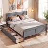 image:imageGiantex Twin Bed with 2 Storage Drawers Wood Platform Bed with Headboard amp Footboard Wooden Slats Support Mattress Foundation Twin Bed Frames for Kids Teens Adults No Box Spring Needed GreyGrey