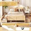 image:imageGiantex Twin Bed with 2 Storage Drawers Wood Platform Bed with Headboard amp Footboard Wooden Slats Support Mattress Foundation Twin Bed Frames for Kids Teens Adults No Box Spring Needed GreyNatural
