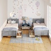 image:imageGiantex Twin Bed with 2 Storage Drawers Wood Platform Bed with Headboard amp Footboard Wooden Slats Support Mattress Foundation Twin Bed Frames for Kids Teens Adults No Box Spring Needed GreyGrey