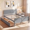 image:imageGiantex Twin Bed with 2 Storage Drawers Wood Platform Bed with Headboard amp Footboard Wooden Slats Support Mattress Foundation Twin Bed Frames for Kids Teens Adults No Box Spring Needed GreyGrey