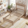 image:imageGiantex Wood Full Size Bed Frame with Upholstered Headboard MidCentury Platform Bed wWooden Slat Support Mattress Foundation Slatted Footboard UnderBed Storage Space No Box Spring Needed OakRustic Oak