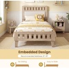 image:imageGiantex Wood Full Size Bed Frame with Upholstered Headboard MidCentury Platform Bed wWooden Slat Support Mattress Foundation Slatted Footboard UnderBed Storage Space No Box Spring Needed OakRustic Oak