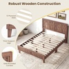 image:imageGiantex Wood Full Size Bed Frame with Upholstered Headboard MidCentury Platform Bed wWooden Slat Support Mattress Foundation Slatted Footboard UnderBed Storage Space No Box Spring Needed OakWalnut