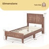 image:imageGiantex Wood Full Size Bed Frame with Upholstered Headboard MidCentury Platform Bed wWooden Slat Support Mattress Foundation Slatted Footboard UnderBed Storage Space No Box Spring Needed OakWalnut