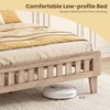 image:imageGiantex Wood Full Size Bed Frame with Upholstered Headboard MidCentury Platform Bed wWooden Slat Support Mattress Foundation Slatted Footboard UnderBed Storage Space No Box Spring Needed OakRustic Oak