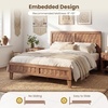 image:imageGiantex Wood Full Size Bed Frame with Upholstered Headboard MidCentury Platform Bed wWooden Slat Support Mattress Foundation Slatted Footboard UnderBed Storage Space No Box Spring Needed OakWalnut