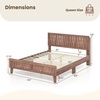image:imageGiantex Wood Full Size Bed Frame with Upholstered Headboard MidCentury Platform Bed wWooden Slat Support Mattress Foundation Slatted Footboard UnderBed Storage Space No Box Spring Needed OakWalnut