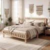 image:imageGiantex Wood Full Size Bed Frame with Upholstered Headboard MidCentury Platform Bed wWooden Slat Support Mattress Foundation Slatted Footboard UnderBed Storage Space No Box Spring Needed OakRustic Oak
