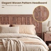 image:imageGiantex Wood Full Size Bed Frame with Upholstered Headboard MidCentury Platform Bed wWooden Slat Support Mattress Foundation Slatted Footboard UnderBed Storage Space No Box Spring Needed OakWalnut