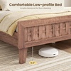 image:imageGiantex Wood Full Size Bed Frame with Upholstered Headboard MidCentury Platform Bed wWooden Slat Support Mattress Foundation Slatted Footboard UnderBed Storage Space No Box Spring Needed OakWalnut