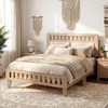 image:imageGiantex Wood Full Size Bed Frame with Upholstered Headboard MidCentury Platform Bed wWooden Slat Support Mattress Foundation Slatted Footboard UnderBed Storage Space No Box Spring Needed OakRustic Oak