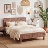 image:imageGiantex Wood Full Size Bed Frame with Upholstered Headboard MidCentury Platform Bed wWooden Slat Support Mattress Foundation Slatted Footboard UnderBed Storage Space No Box Spring Needed OakWalnut