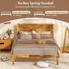 image:imageGiantex Wood Queen Size Bed Frame with Headboard Acacia Platform Bed w12 Slats Support UnderBed Space Wooden Mattress Foundation No Box Spring NeededFull