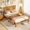 image:imageGiantex Wood Queen Size Bed Frame with Headboard Acacia Platform Bed w12 Slats Support UnderBed Space Wooden Mattress Foundation No Box Spring NeededFull