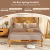 image:imageGiantex Wood Queen Size Bed Frame with Headboard Acacia Platform Bed w12 Slats Support UnderBed Space Wooden Mattress Foundation No Box Spring NeededFull