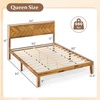 image:imageGiantex Wood Queen Size Bed Frame with Headboard Acacia Platform Bed w12 Slats Support UnderBed Space Wooden Mattress Foundation No Box Spring NeededQueen