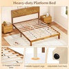 image:imageGiantex Wood Queen Size Bed Frame with Headboard Acacia Platform Bed w12 Slats Support UnderBed Space Wooden Mattress Foundation No Box Spring NeededQueen