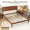 image:imageGiantex Wood Queen Size Bed Frame with Headboard Acacia Platform Bed w12 Slats Support UnderBed Space Wooden Mattress Foundation No Box Spring NeededQueen