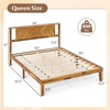 image:imageGiantex Wood Queen Size Bed Frame with Headboard Acacia Platform Bed w12 Slats Support UnderBed Space Wooden Mattress Foundation No Box Spring NeededQueen