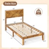 image:imageGiantex Wood Queen Size Bed Frame with Headboard Acacia Platform Bed w12 Slats Support UnderBed Space Wooden Mattress Foundation No Box Spring NeededTwin