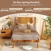 image:imageGiantex Wood Queen Size Bed Frame with Headboard Acacia Platform Bed w12 Slats Support UnderBed Space Wooden Mattress Foundation No Box Spring NeededTwin