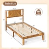 image:imageGiantex Wood Queen Size Bed Frame with Headboard Acacia Platform Bed w12 Slats Support UnderBed Space Wooden Mattress Foundation No Box Spring NeededTwin