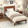 image:imageGiantex Wood Queen Size Bed Frame with Headboard Acacia Platform Bed w12 Slats Support UnderBed Space Wooden Mattress Foundation No Box Spring NeededTwin