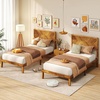 image:imageGiantex Wood Queen Size Bed Frame with Headboard Acacia Platform Bed w12 Slats Support UnderBed Space Wooden Mattress Foundation No Box Spring NeededTwin