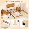 image:imageGiantex Wood Queen Size Bed Frame with Headboard Acacia Platform Bed w12 Slats Support UnderBed Space Wooden Mattress Foundation No Box Spring NeededTwin