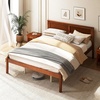 image:imageGiantex Full Size Wood Platform Bed Frame with Headboard Mid Century Solid Wood Mattress Foundation with Slat Support Double Bed Frame w16 UnderBed Storage No Box Spring Needed WhiteQueen