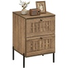 image:imageGiantex Night Stand Set 2 Mid Century Modern Sofa End Bedside Table w2 Woven Storage Drawers amp Raised Metal Support Legs Wood Side Table for Bedroom Home Office Rustic Oak1