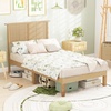 image:imageGiantex Rattan Twin Bed Frames for Kids Boho Platform Bed with Natural Wicker Headboard Solid Wood Foundation amp Support Slats UnderBed Storage Twin Size Bedframe for Adults No Box Spring NeededTwin